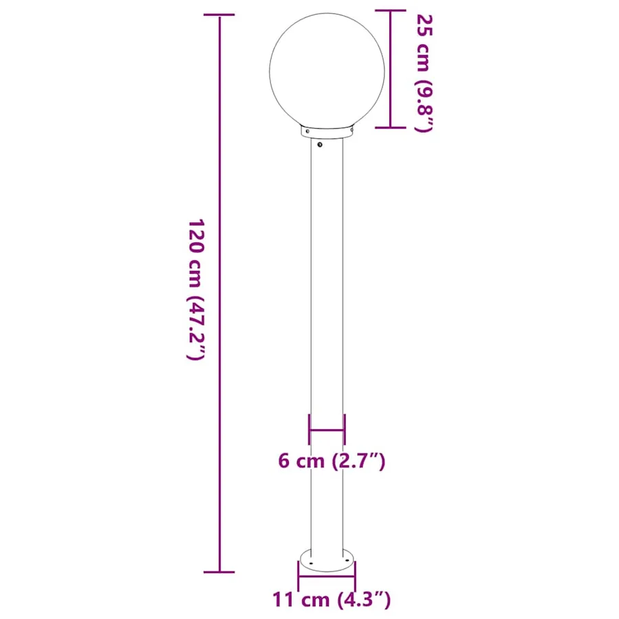 Bornes lumineuses lot de 3 120 cm acier inoxydable IP44 - 8