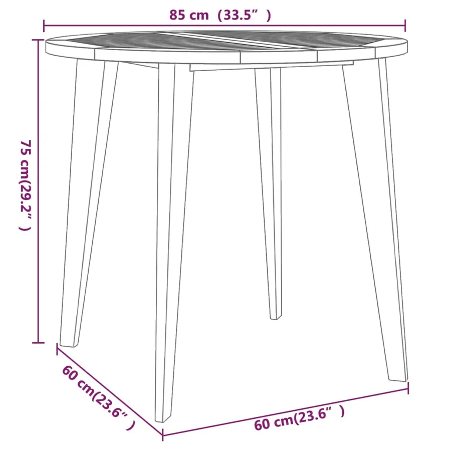 Ensemble à manger de jardin 3 pcs Bois d'acacia solide - 12