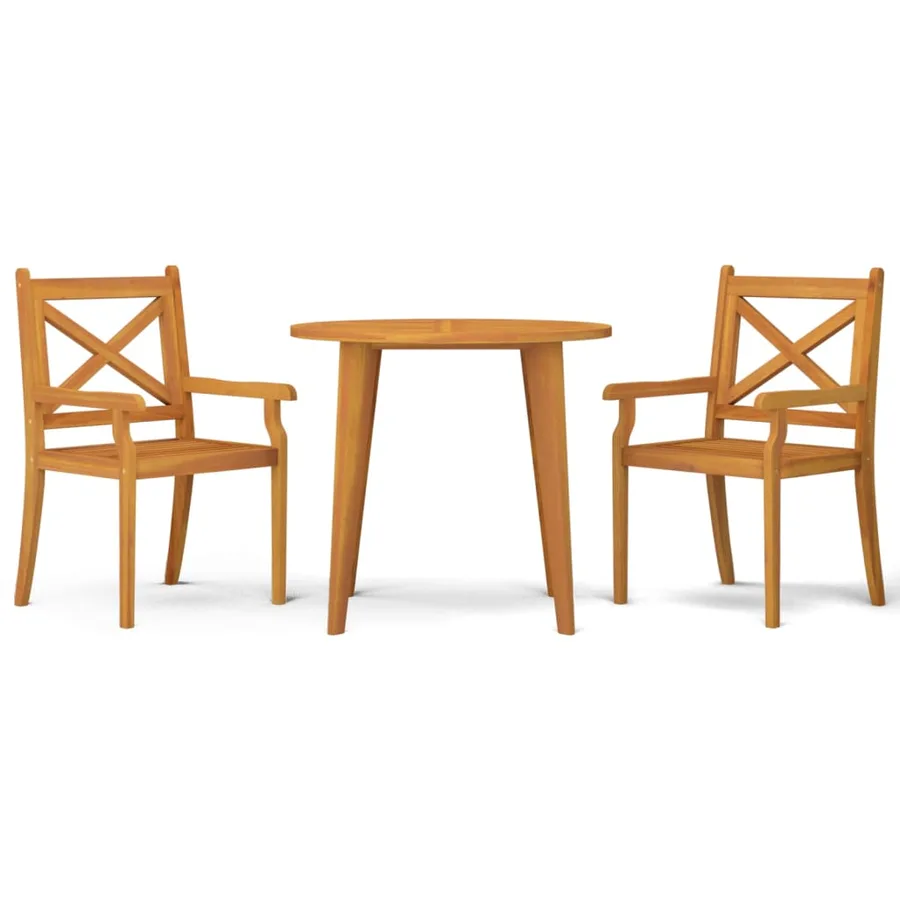 Ensemble à manger de jardin 3 pcs Bois d'acacia solide - 2