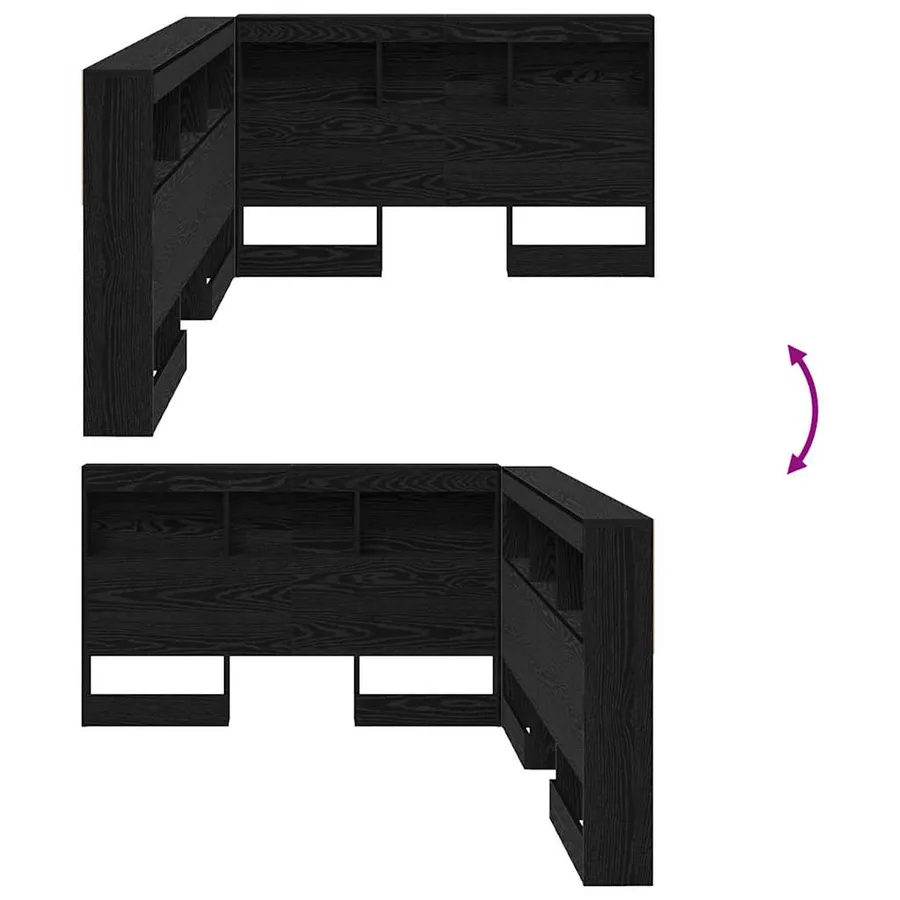 Tête de lit de rangement Chêne noir 207,5 x 137,5 x 76,5 cm - 8