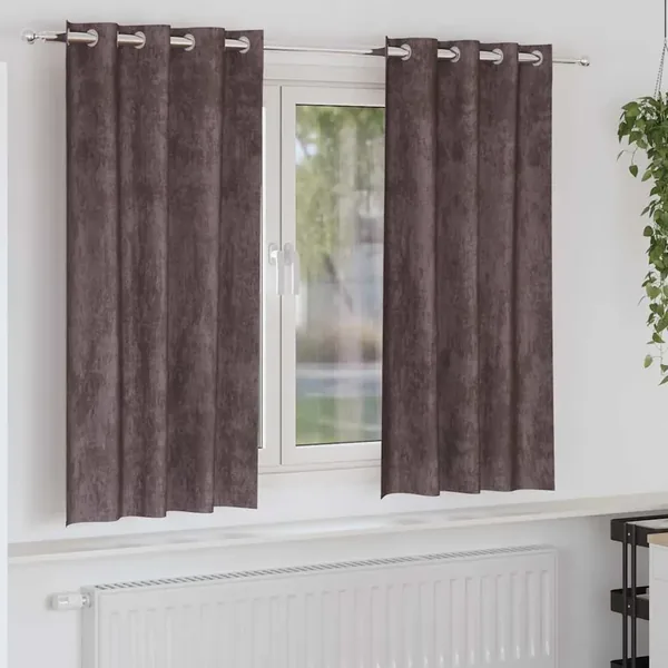 Rideaux en velours 2 pcs Marron 175 x 140 cm Velours