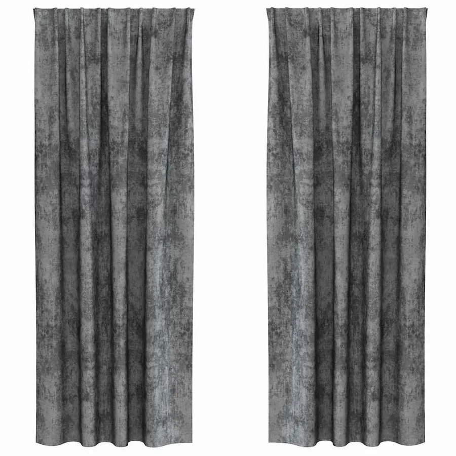 Rideaux en velours 2 pcs Gris 225 x 140 cm Velours - 2