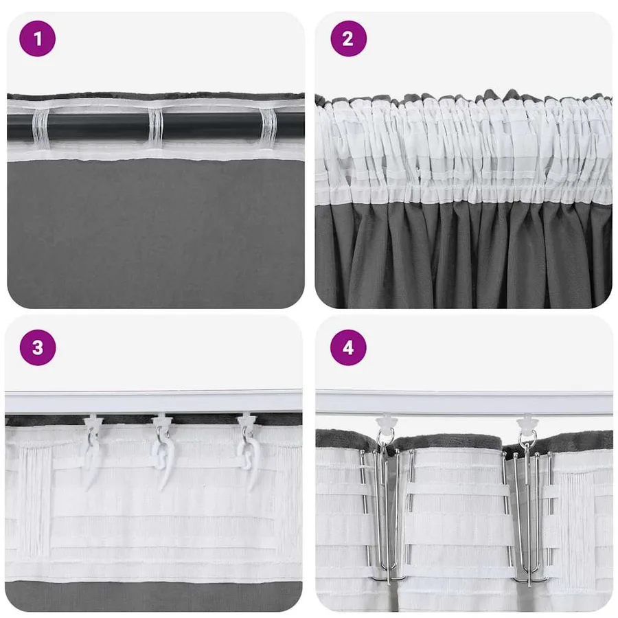 Rideaux en velours 2 pcs Gris 260 x 140 cm Velours - 7