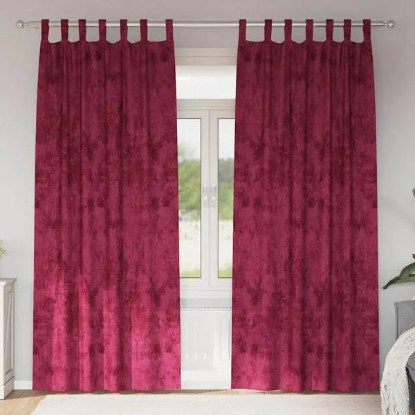 Rideaux en velours 2 pcs Rouge bordeaux 225 x 140 cm Velours