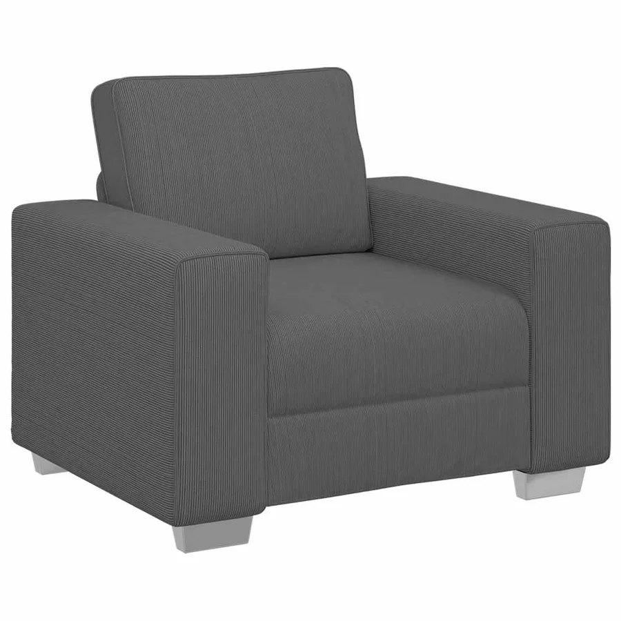 Fauteuil gris foncé 100x77x82 cm tissu velours côtelé - 2