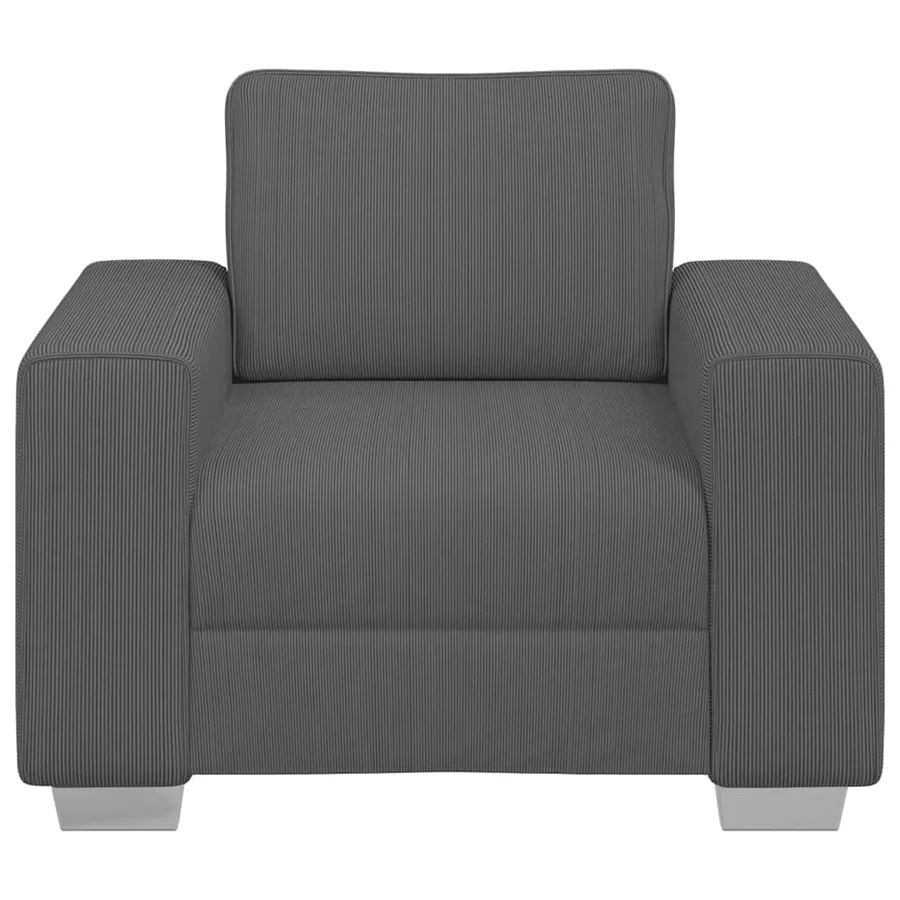 Fauteuil gris foncé 100x77x82 cm tissu velours côtelé - 4