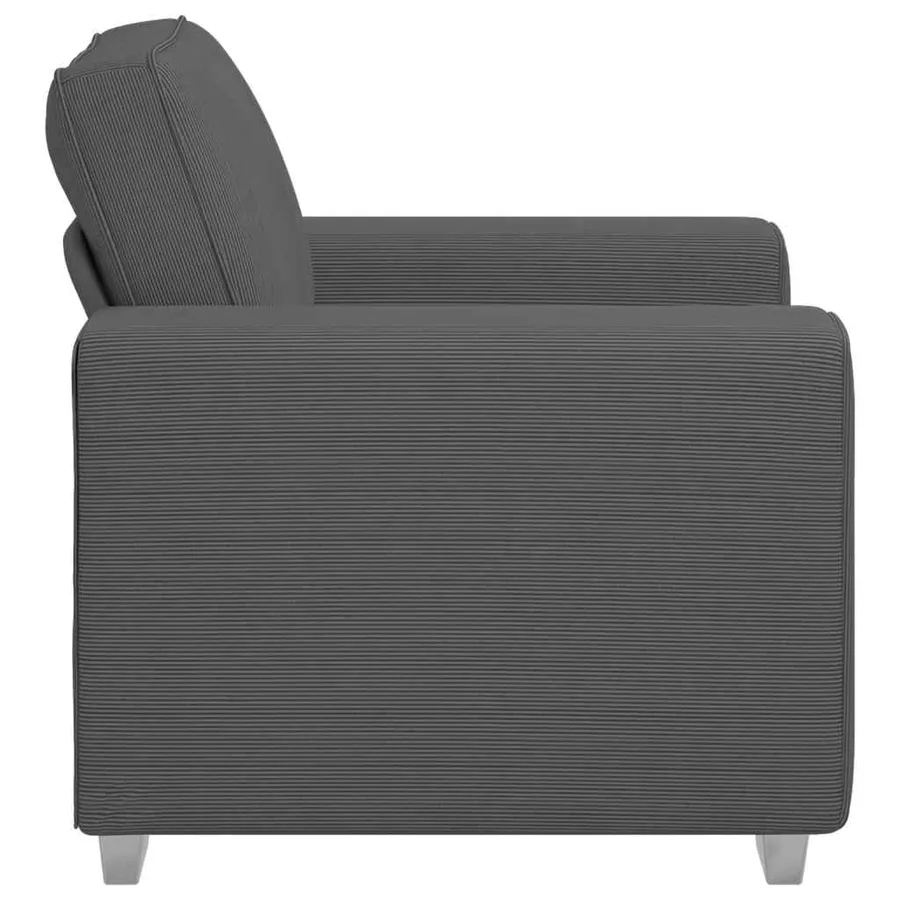 Fauteuil gris foncé 100x77x82 cm tissu velours côtelé - 5