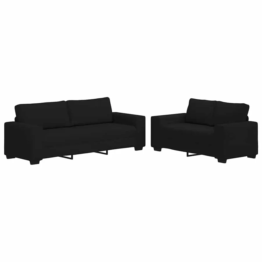 Ensemble de canapé 2 pcs avec coussins en tissu noir - 2