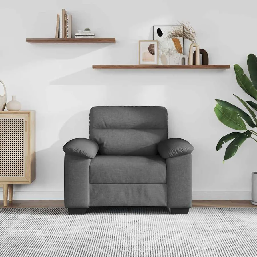 Fauteuil gris foncé 100x81x84 cm tissu - 3