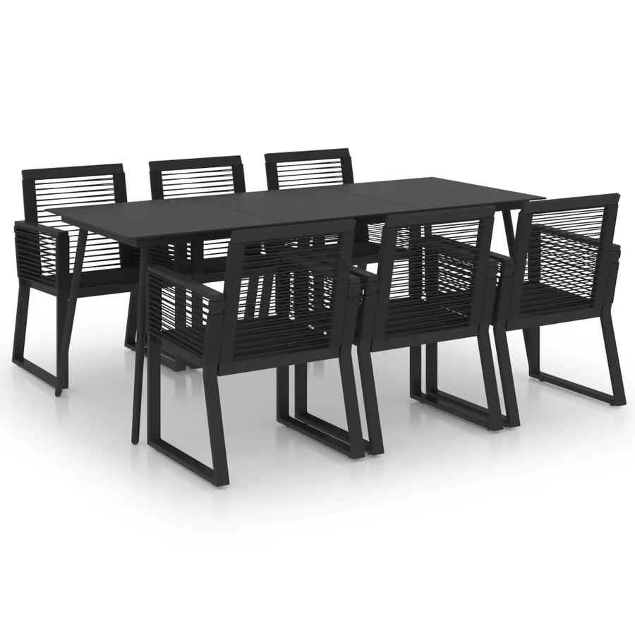 Ensemble à manger d'extérieur 7 pcs Rotin PVC Noir - 2