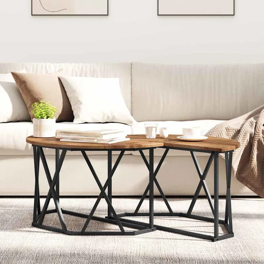 Table basse Bois Ancien 80 x 80 x 42 cm - 4