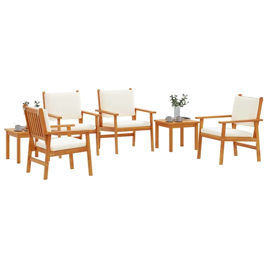 Ensemble de canapé de jardin 6 pcs Marron Bois d'Acacia Massif - 3