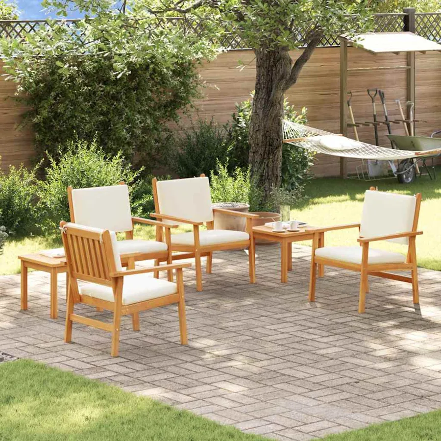 Ensemble de canapé de jardin 6 pcs Marron Bois d'Acacia Massif - 4