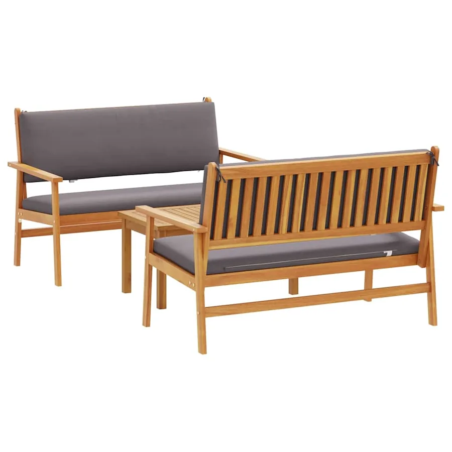 Ensemble de canapé de jardin 3 pcs Marron 120 x 65,5 x 79 cm - 2