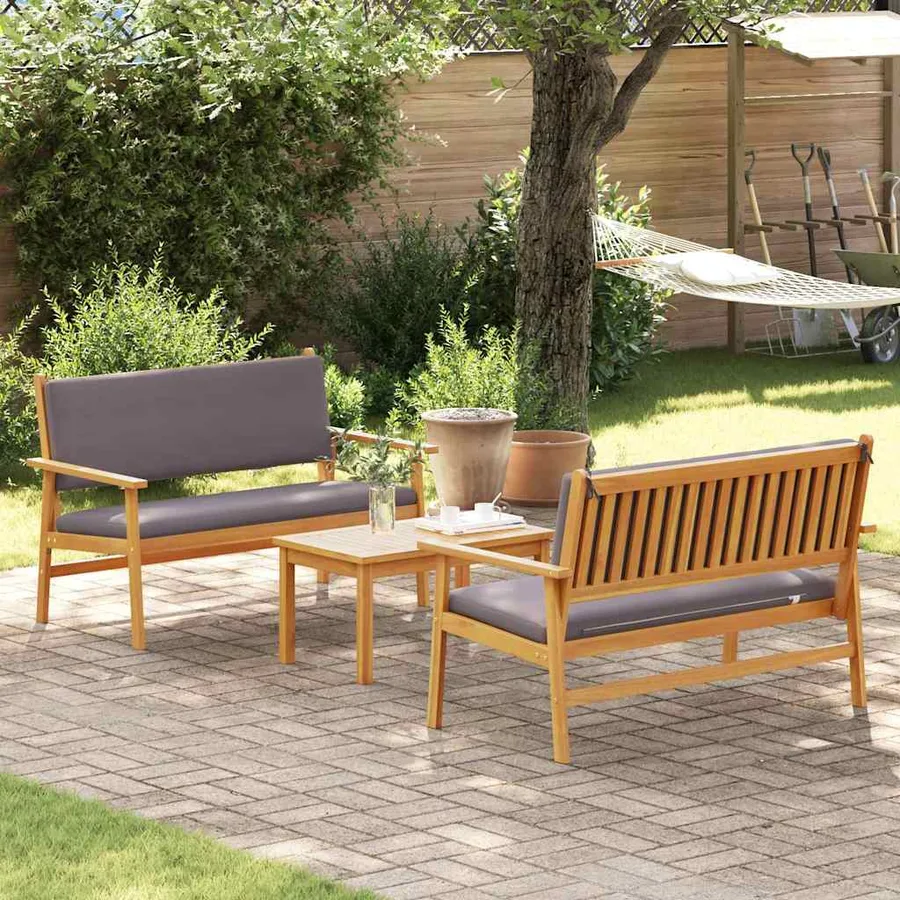 Ensemble de canapé de jardin 3 pcs Marron 120 x 65,5 x 79 cm - 4