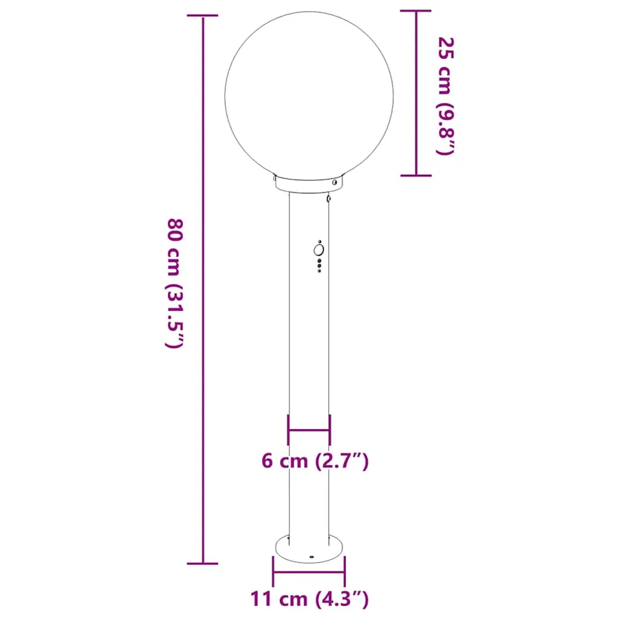 Bornes lumineuses avec détecteur lot de 3 80 cm acier inoxydable IP44 - 9