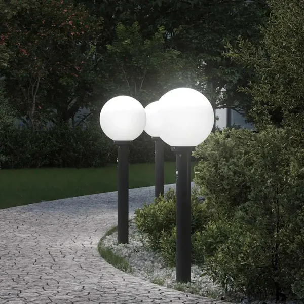 Bornes lumineuses avec détecteur lot de 3 80 cm noir IP44