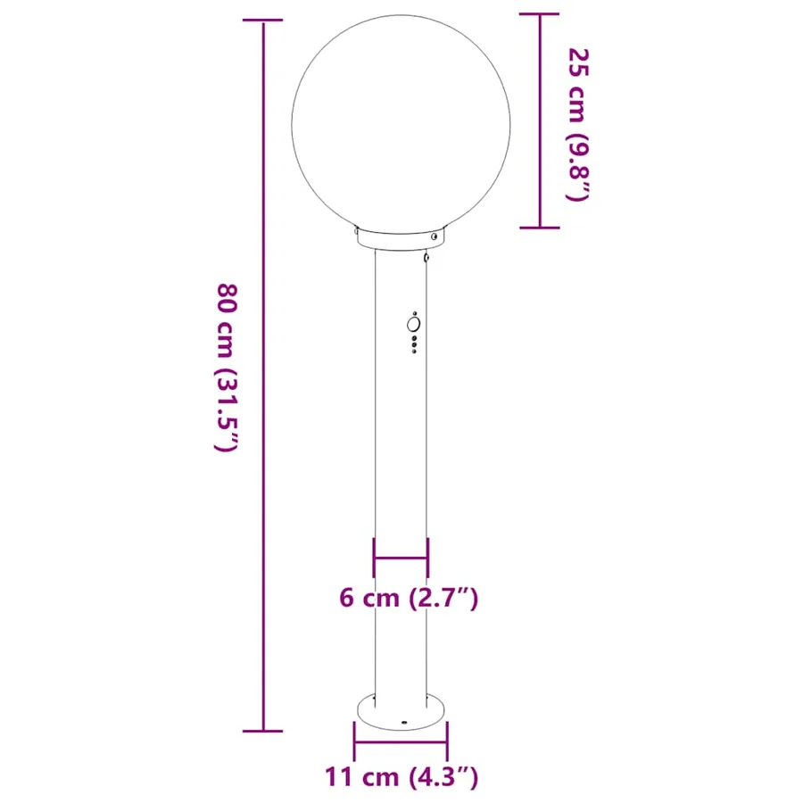 Bornes lumineuses avec détecteur lot de 3 80 cm noir IP44 - 9