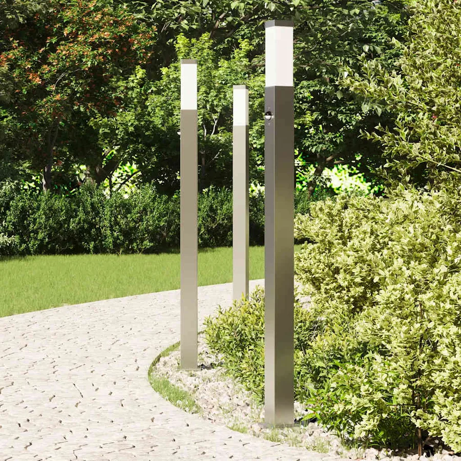 Bornes lumineuses avec détecteur lot de 3 110 cm acier inoxydable IP44 - 3