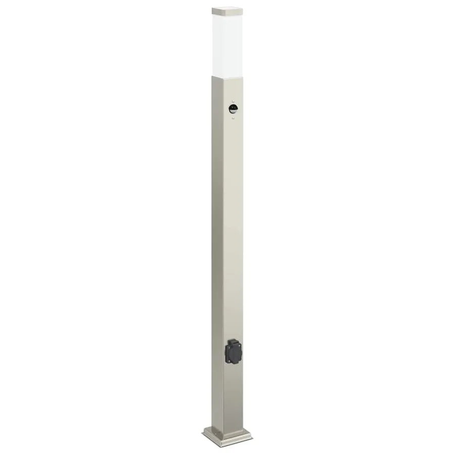 Bornes lumineuses avec détecteur et prise lot de 3 110 cm acier inoxydable IP44 - 4