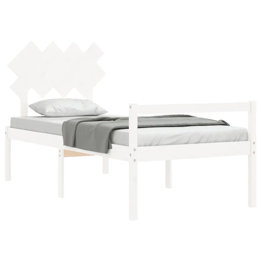 Lit pour personne âgée sans matelas blanc bois massif - 4