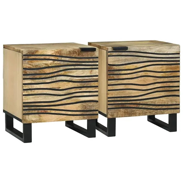 Table de chevet 2 pcs Naturel 40 x 33 x 46 cm Bois d'ingénierie