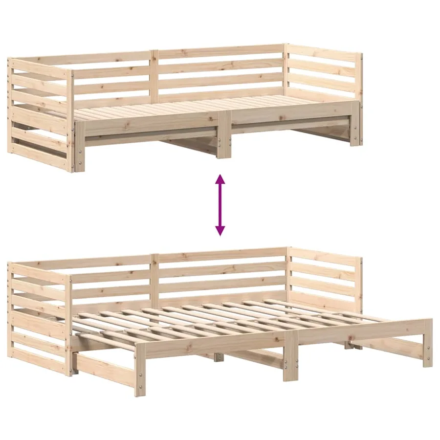 Lit de jour avec lit gigogne sans matelas 80x200 cm - 7