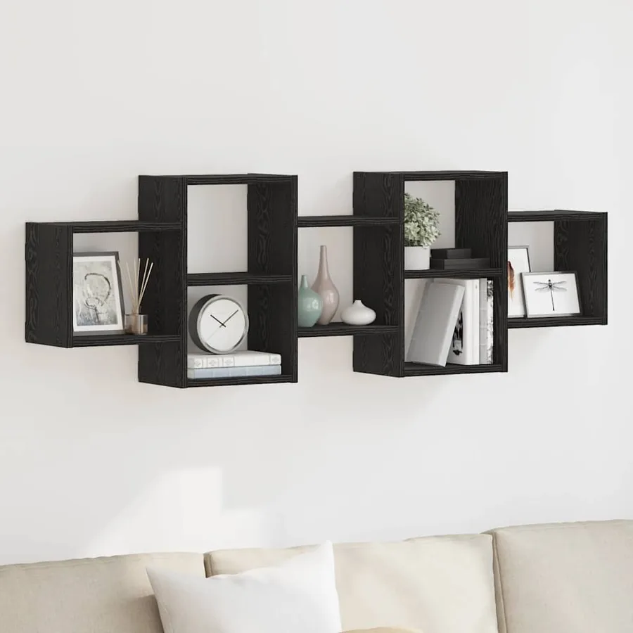 Étagère murale en chêne noir 129 x 18 x 42 cm bois d'ingénierie