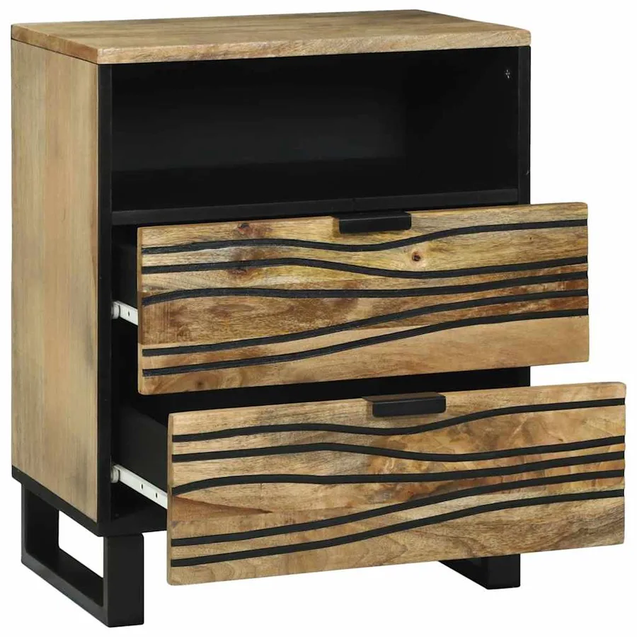 Table de chevet Naturel 50 x 33 x 62 cm Bois d'ingénierie - 2
