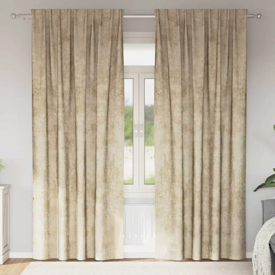 Rideaux en velours 2 pcs Crème 245 x 140 cm Velours