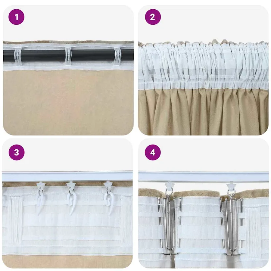 Rideaux en velours 2 pcs Crème 245 x 140 cm Velours - 7