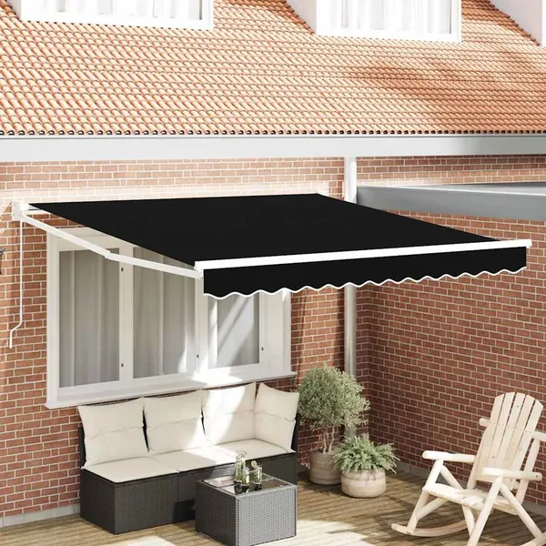 Auvent rétractable Noir 350 x 250 cm