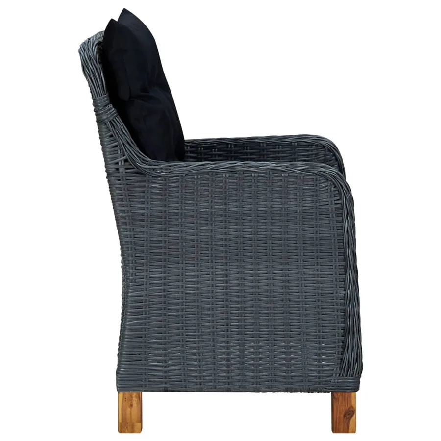 Ensemble à manger de jardin 3 pcs Gris foncé - 9