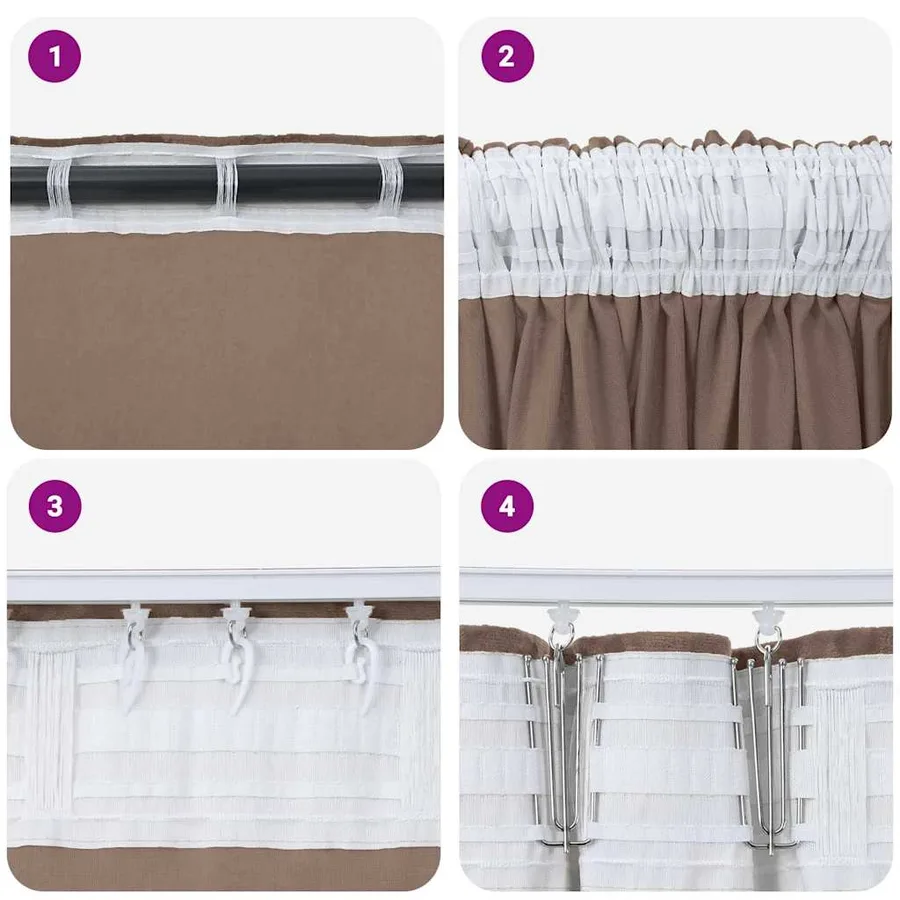 Rideaux en velours 2 pcs Cappuccino 140 x 140 cm Velours - 7