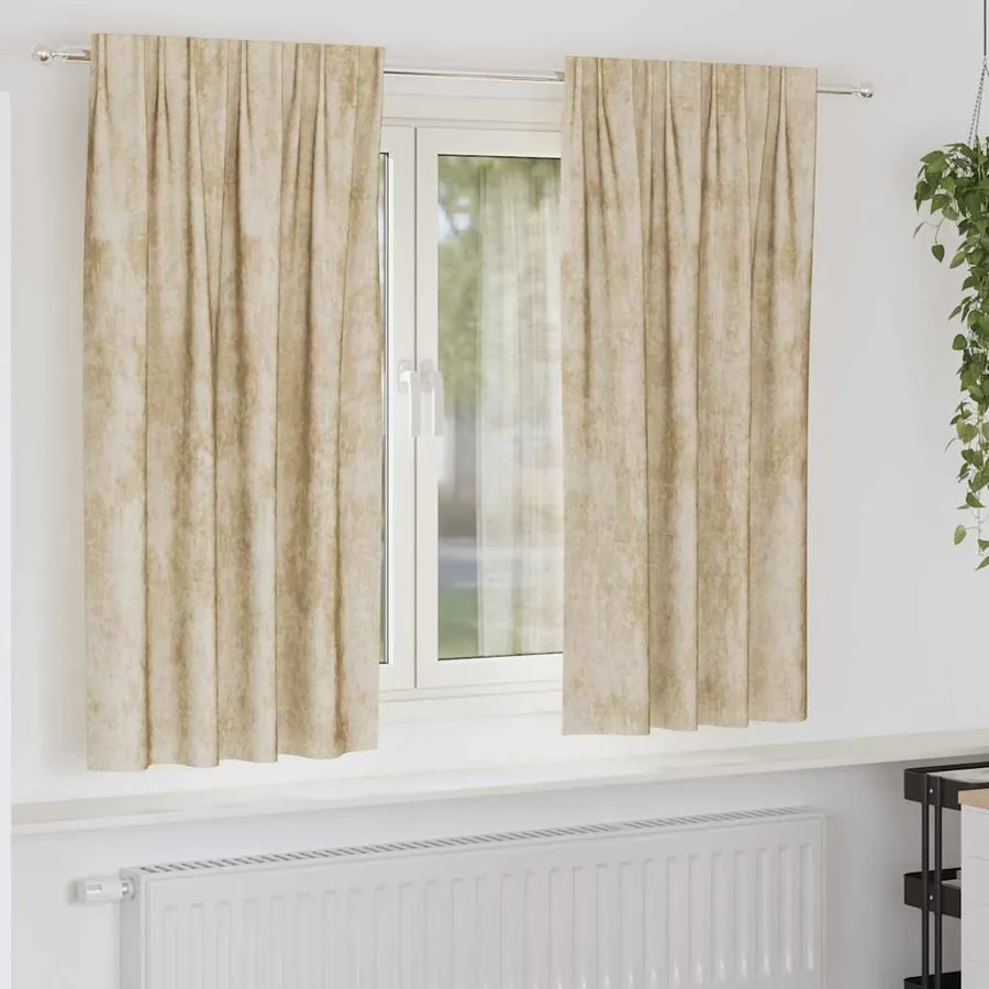 Rideaux en velours 2 pcs Crème 175 x 140 cm Velours