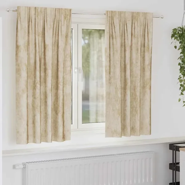 Rideaux en velours 2 pcs Crème 175 x 140 cm Velours