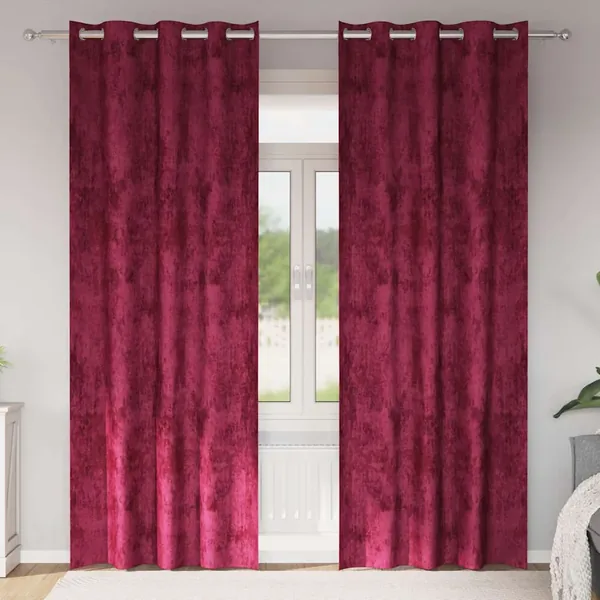 Rideaux en velours 2 pcs Rouge bordeaux 245 x 140 cm Velours