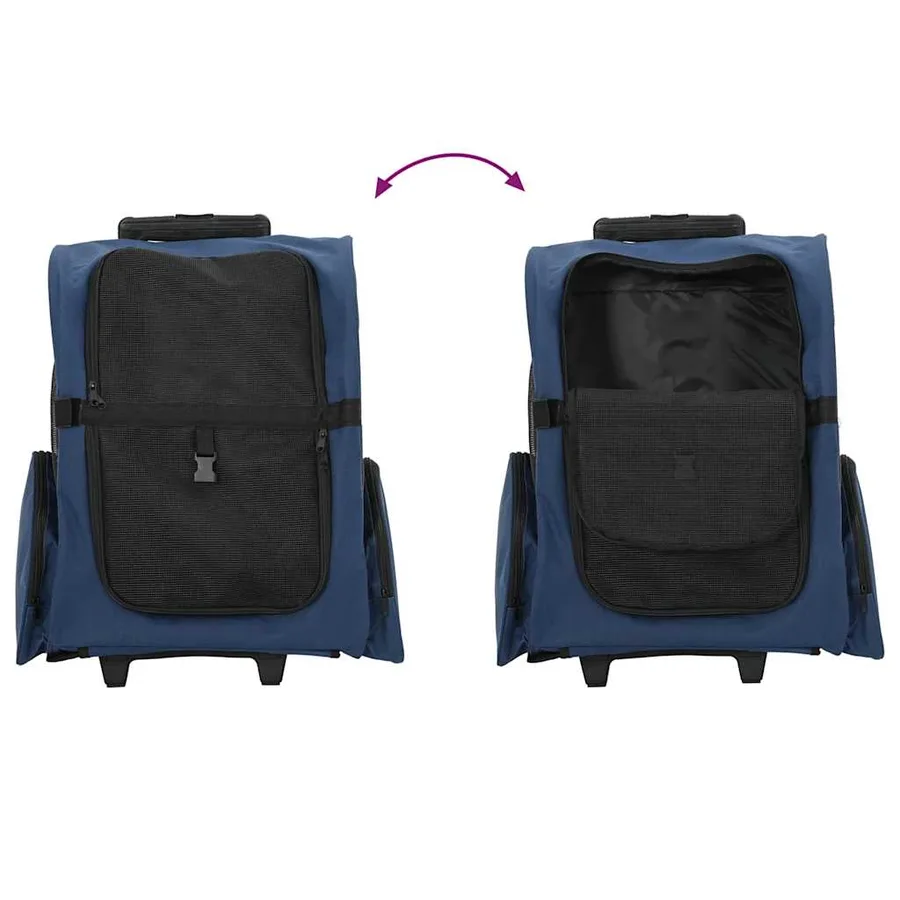 Chariot pour animaux de compagnie 3 en 1 Design Bleu 48 x 32 x (57-106) cm Tissu Oxford - 8