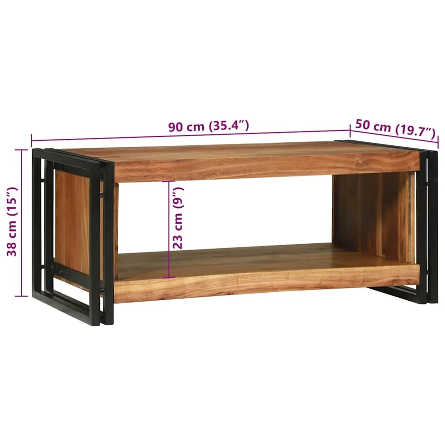 Table basse Marron 90 x 50 x 38 cm Bois d'Acacia Massif - 10