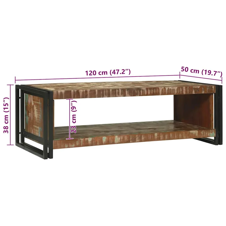 Table basse Multicolore 120 x 50 x 38 cm Bois Recyclé Solide - 10