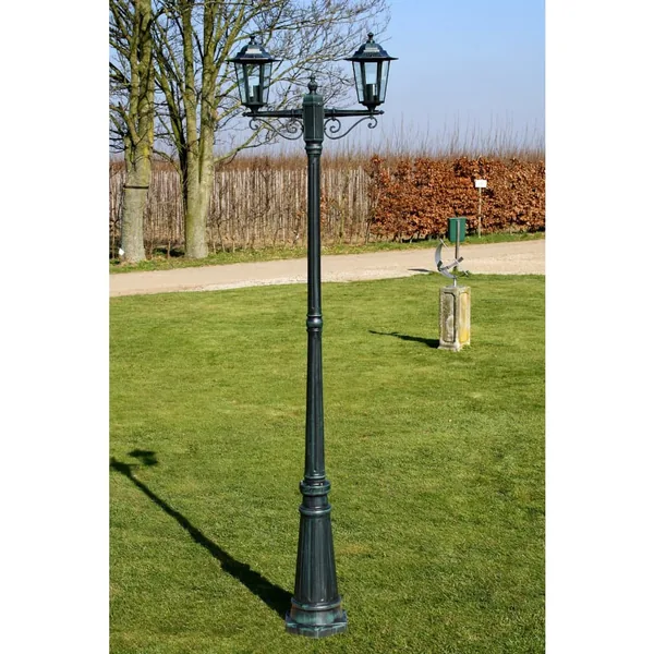 Garden lamp post 2 arms 215 cm Dark green/Black Aluminium