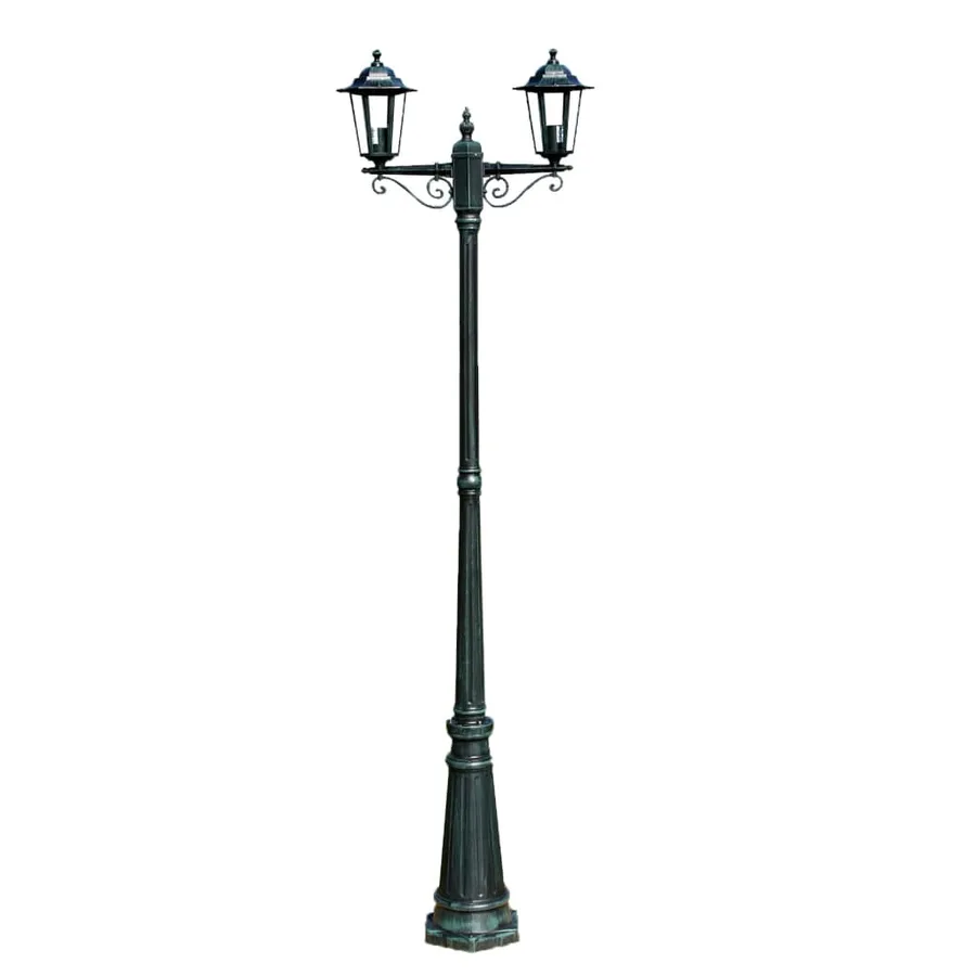 Garden lamp post 2 arms 215 cm Dark green/Black Aluminium - 2