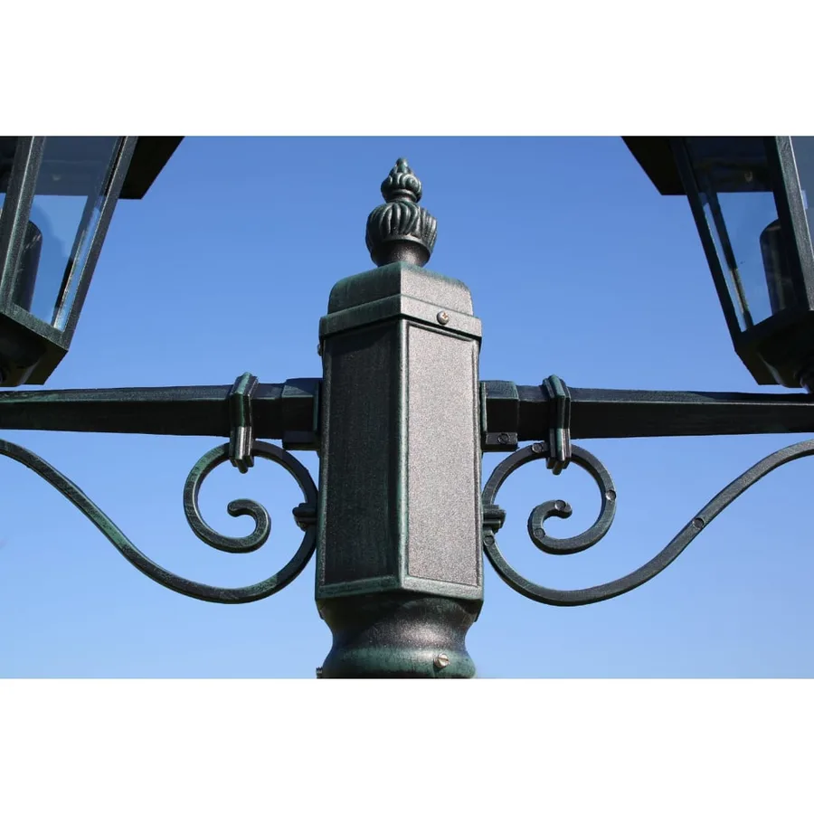 Lampadaire de jardin 2 bras 215 cm Vert foncé/Noir Aluminium - 4