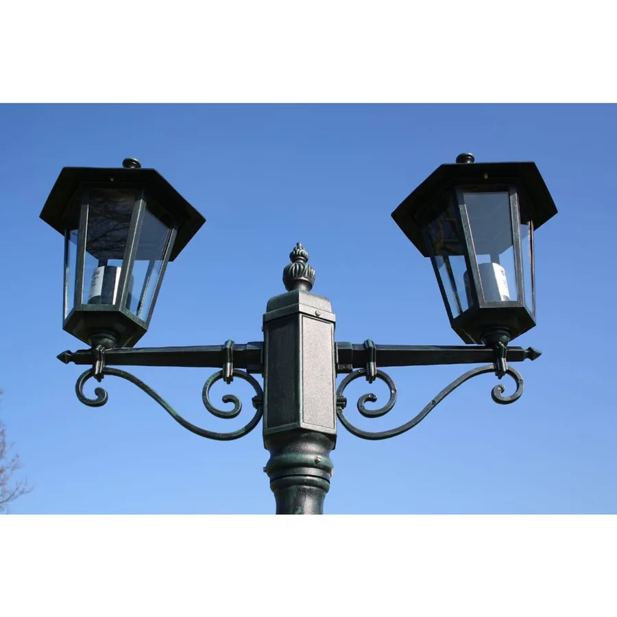 Lampadaire de jardin 2 bras 215 cm Vert foncé/Noir Aluminium - 7