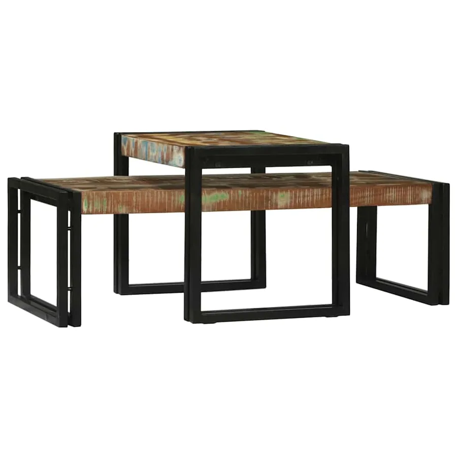 Table basse 2 pcs Multicolore Bois Recyclé Solide