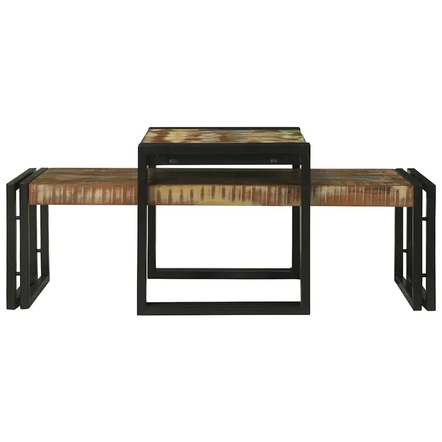 Table basse 2 pcs Multicolore Bois Recyclé Solide - 5