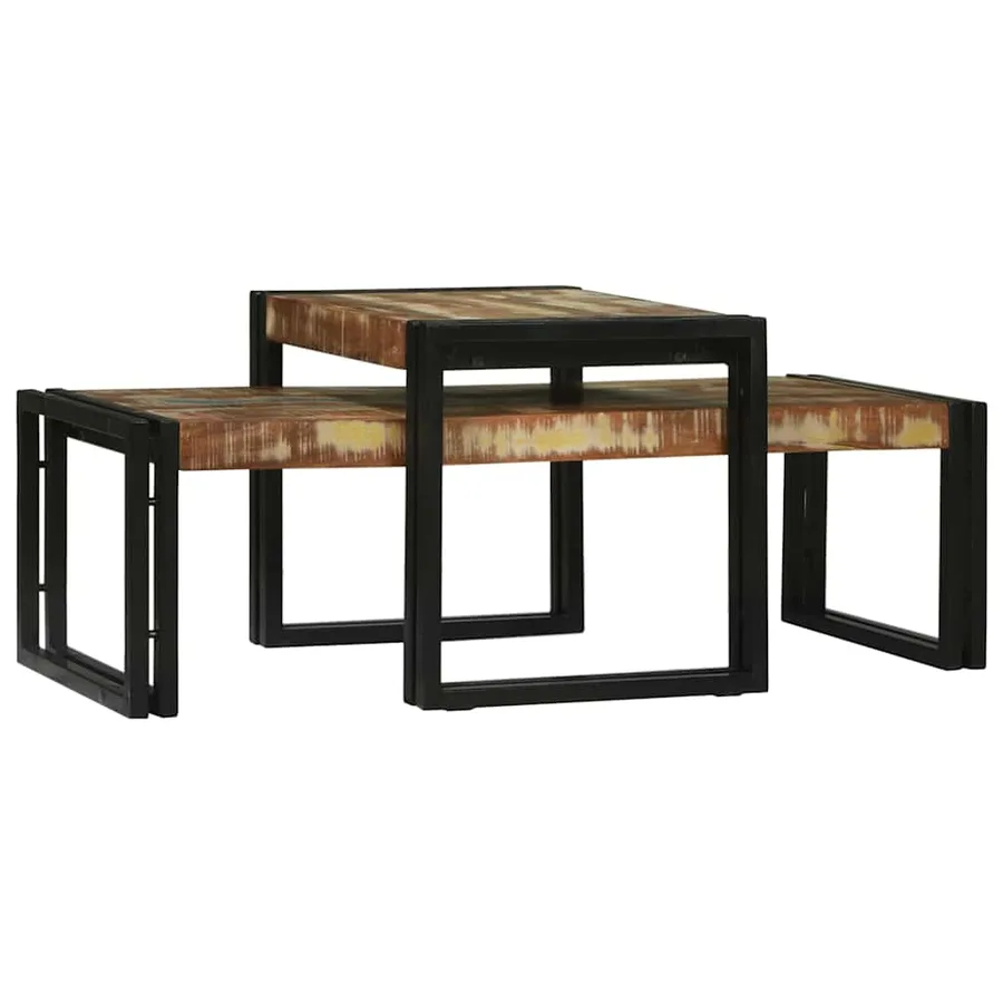 Table basse 2 pcs Multicolore Bois Recyclé Solide - 6