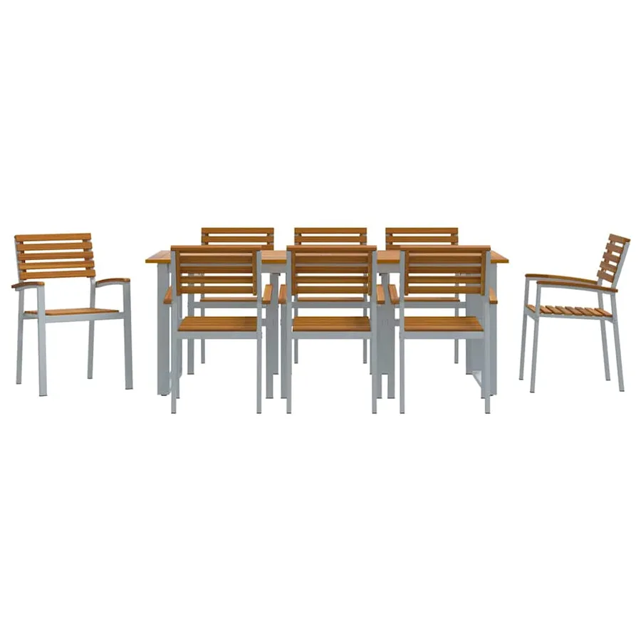 Ensemble de salle à manger pour jardin 9 pcs Gris - 7