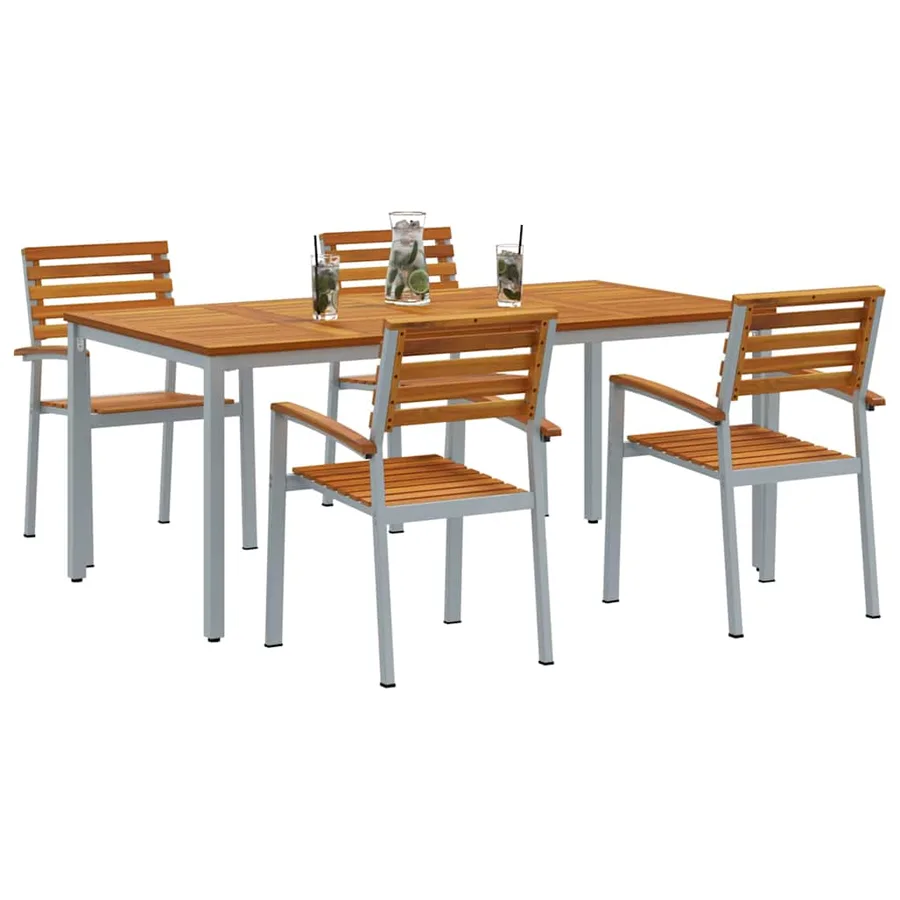 Ensemble de salle à manger pour jardin 5 pcs Gris - 3