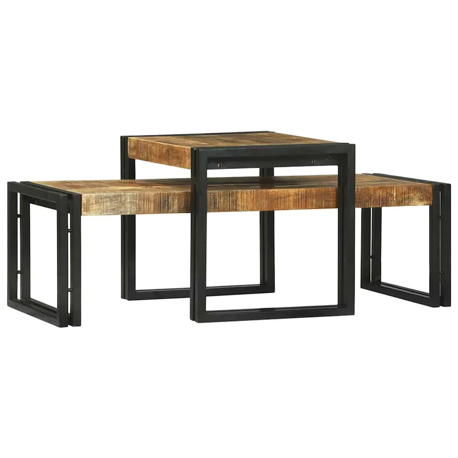 Table basse 2 pcs Marron 48 x 40 x 40 cm Bois de mangue massif - 3